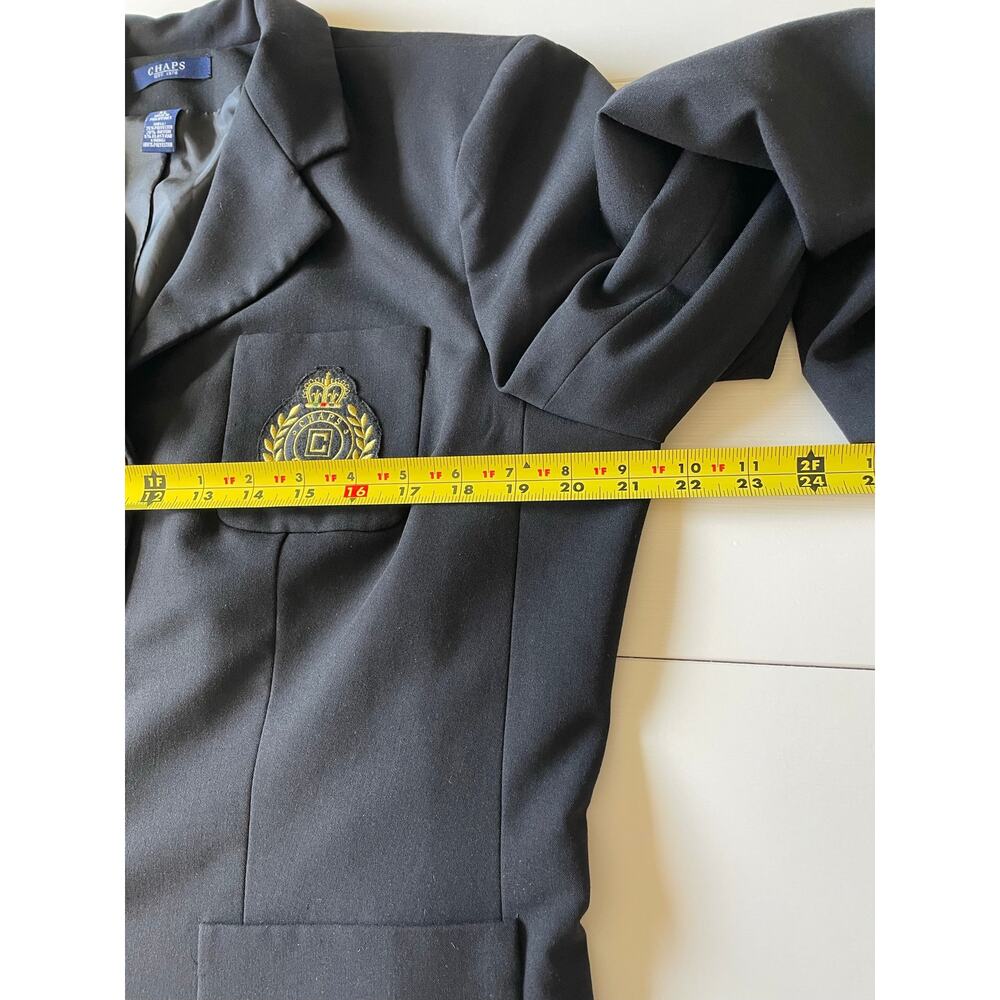Chaps Dakota Blazer Jacket Black Embroidered Crest Gold Buttons Sz XL Preppy - Picture 9 of 10